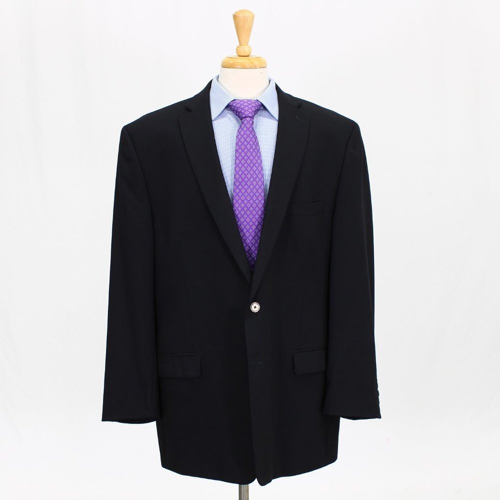 Calvin Klein 42L Navy Solid 2-Button Sport Coat Blazer Jacket P342